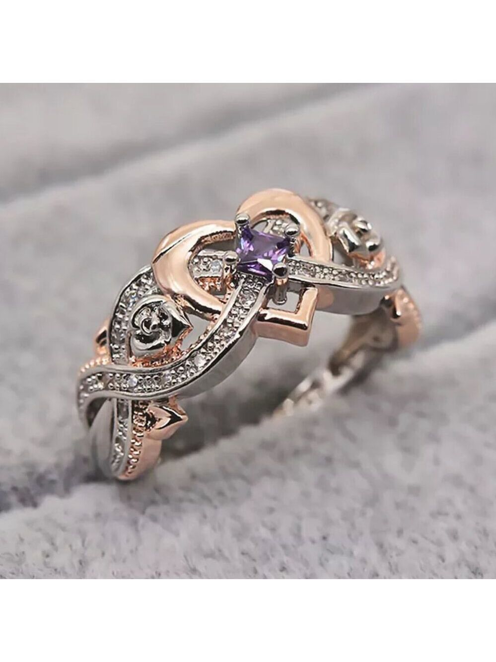 3P WEDDING PRINCESS CUT RING - Picture 2 of 5